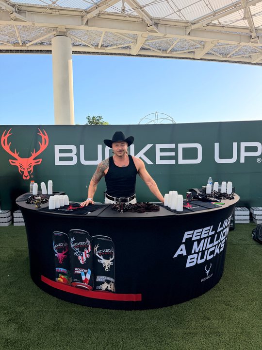 Jose at a Bucked Up activation booth